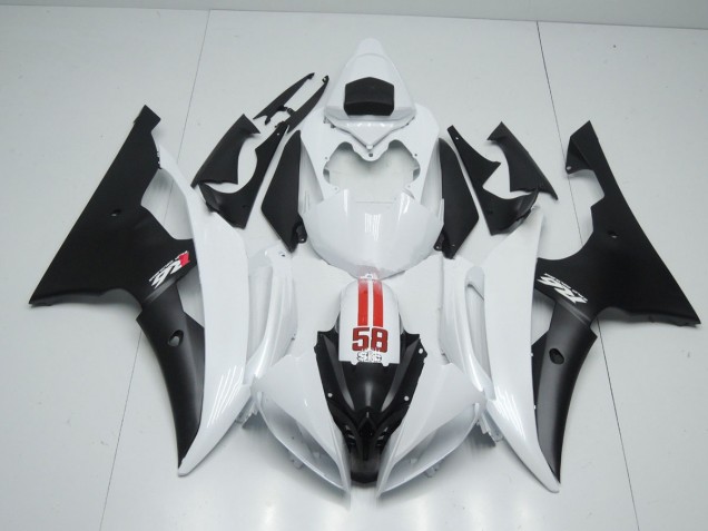 58 Sic White and Black 2008-2016 Yamaha R6 Motorcycle Fairing