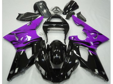 Black Flame & Purple 2000-2001 Yamaha R1 Motorcycle Fairing