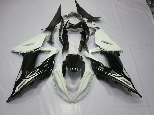 Black and White 2013-2018 Kawasaki ZX6R Motorcycle Fairing