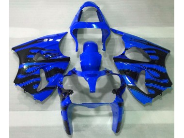 Blue & Black Flame 2000-2002 Kawasaki ZX6R Motorcycle Fairing