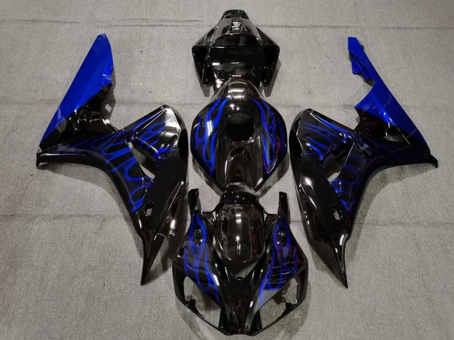 Gloss Black Blue Flame 2006-2007 Honda CBR1000RR Motorcycle Fairing