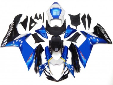 Blue Style With Red Stars 2011-2024 Suzuki GSXR 600-750 Motorcycle Fairing