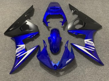 Blue White and Matte Black 2003-2004 Yamaha R6 Motorcycle Fairing