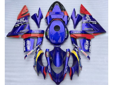 Blue and Red Trickstar 2004-2005 Kawasaki ZX10R Motorcycle Fairing