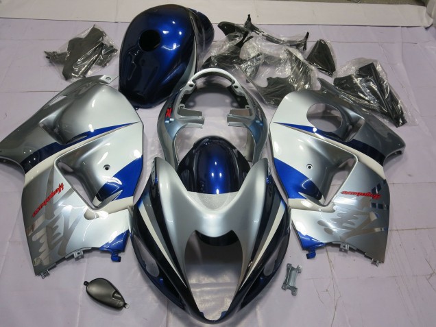 Blue and Silver 1997-2007 Suzuki GSXR 1300 Hayabusa Motorcycle Fairing