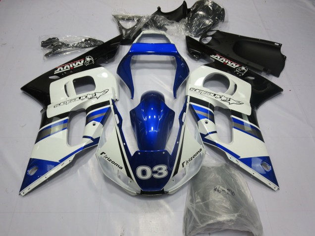 Blue and Silver 1998-2002 Yamaha R6 Motorcycle Fairing