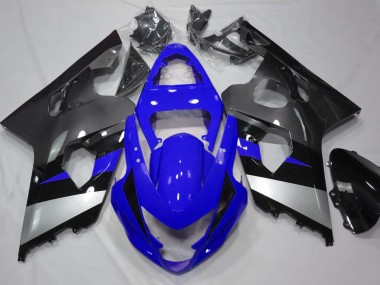 Blue and Silver 2004-2005 Suzuki GSXR 600-750 Motorcycle Fairing