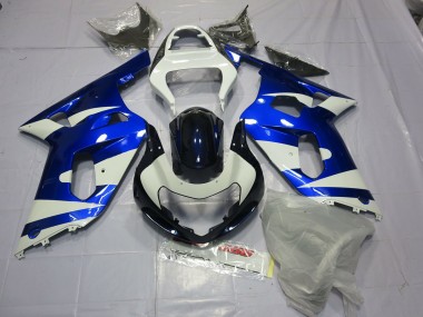 Blue and White 2001-2003 Suzuki GSXR 600-750 Motorcycle Fairing