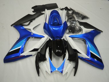 Blue and White 2006-2007 Suzuki GSXR 600-750 Motorcycle Fairing