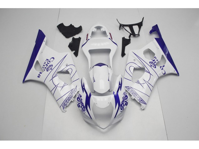 Blue and White Corona 2003-2004 Suzuki GSXR 1000 Motorcycle Fairing