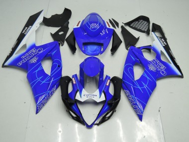 Blue and White Corona 2005-2006 Suzuki GSXR 1000 Motorcycle Fairing