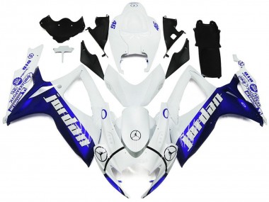 Blue and White Jordan Gloss Style 2006-2007 Suzuki GSXR 600-750 Motorcycle Fairing