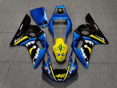 Blue and Yellow Shark 1998-2002 Yamaha R6 Motorcycle Fairing