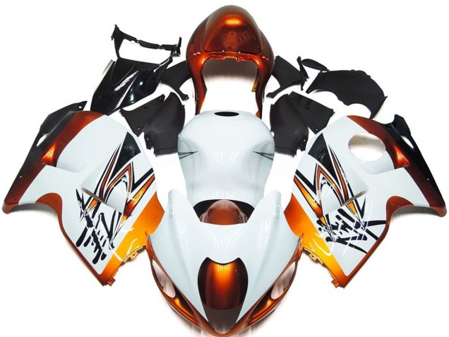 Bronze and White Style 1997-2007 Suzuki GSXR 1300 Hayabusa Motorcycle Fairing