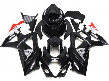 Custom Black with Hint of White and Red 2007-2008 Suzuki GSXR 1000 Motorcycle Fairing