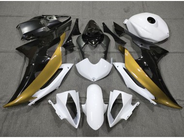 Custom Gold Black and White 2008-2016 Yamaha R6 Motorcycle Fairing