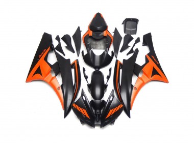 Custom Matte Black and Orange 2006-2007 Yamaha R6 Motorcycle Fairing