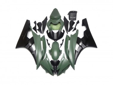 Custom Matte Green and Black 2006-2007 Yamaha R6 Motorcycle Fairing