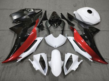 Custom Red Black and White 2008-2016 Yamaha R6 Motorcycle Fairing