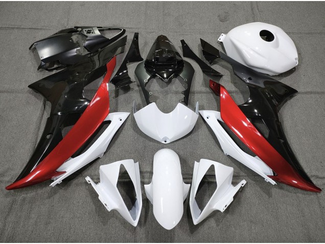 Custom Red Black and White 2008-2016 Yamaha R6 Motorcycle Fairing