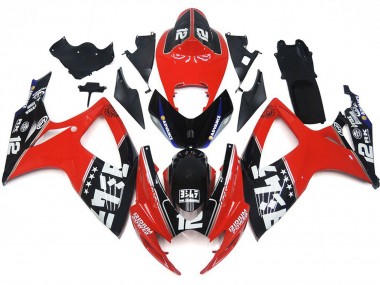 Custom Red and Black Logos 2006-2007 Suzuki GSXR 600-750 Motorcycle Fairing