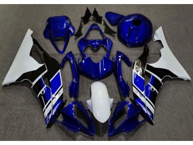 Dark Blue and White Custom 2008-2016 Yamaha R6 Motorcycle Fairing