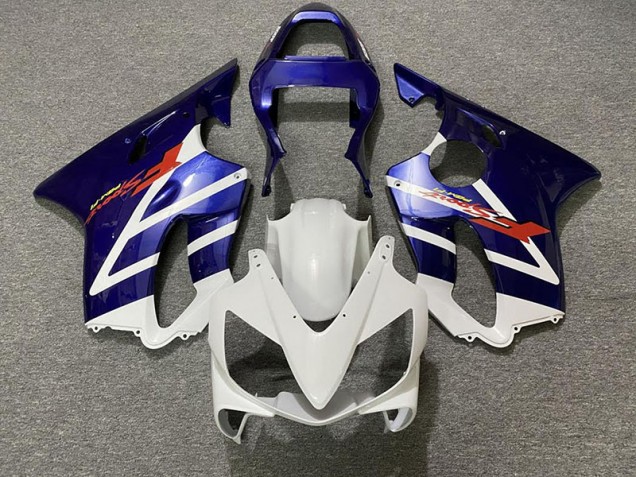 Deep Blue and White 2001-2003 Honda CBR600 F4i Motorcycle Fairing