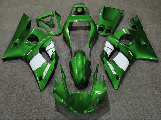 Deep Green & White 1998-2002 Yamaha R6 Motorcycle Fairing