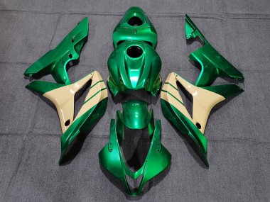 Emerald Green and Tan 2007-2008 Honda CBR600RR Motorcycle Fairing