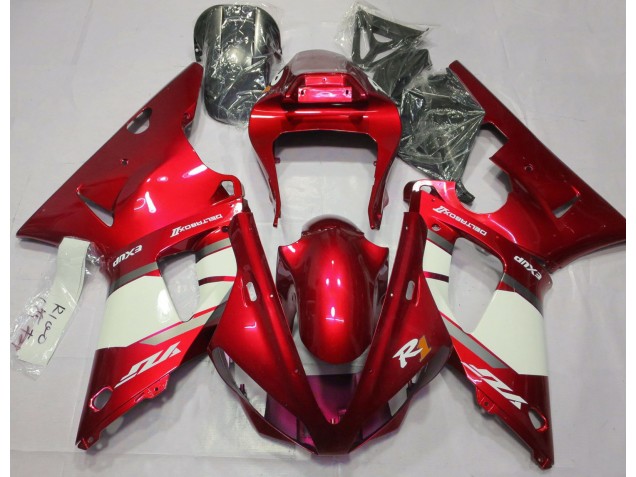 Fire Red & White 2000-2001 Yamaha R1 Motorcycle Fairing