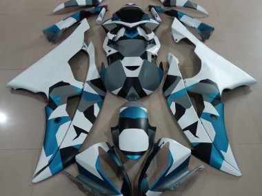 Glacier Blue Snow Camo 2008-2016 Yamaha R6 Motorcycle Fairing