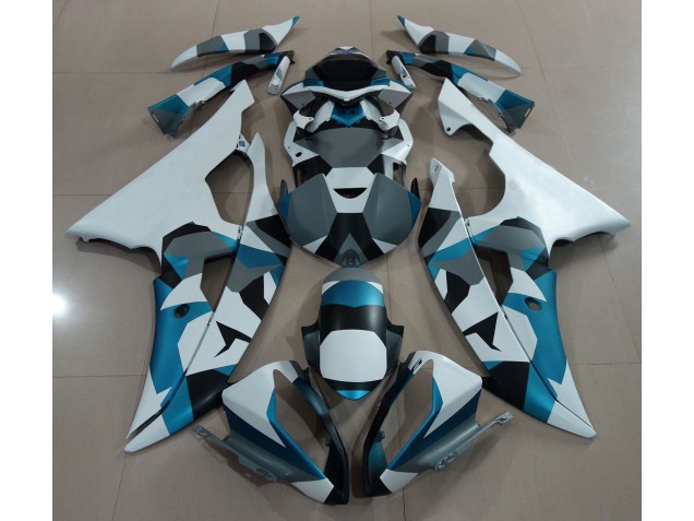 Glacier Blue Snow Camo 2008-2016 Yamaha R6 Motorcycle Fairing