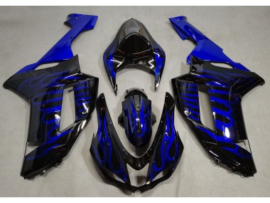 Gloss Black & Blue Flame 2007-2008 Kawasaki ZX6R Motorcycle Fairing