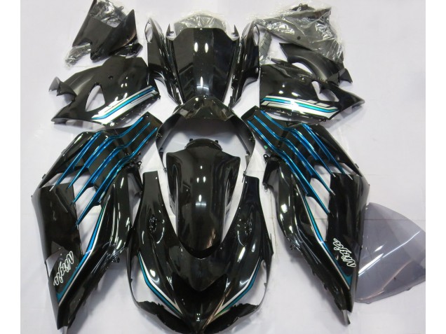 Gloss Black & Light Blue 2012-2021 Kawasaki ZX14R Motorcycle Fairing