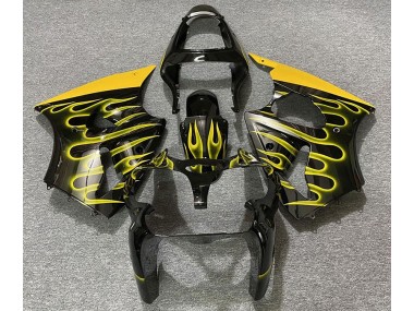 Gloss Black & Yellow Flame 2000-2002 Kawasaki ZX6R Motorcycle Fairing