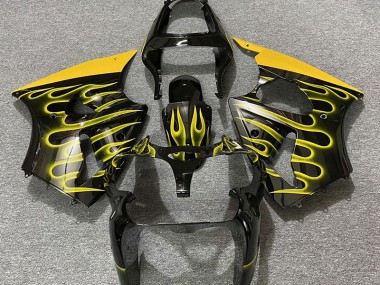 Gloss Black & Yellow Flame 2000-2002 Kawasaki ZX6R Motorcycle Fairing