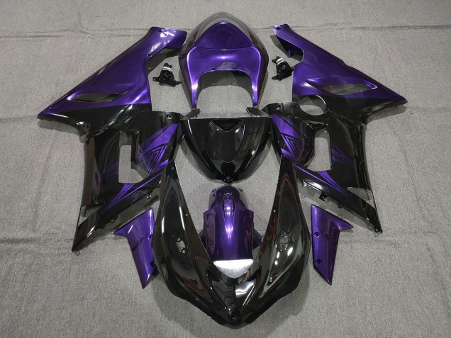 Gloss Black and Purple 2005-2006 Kawasaki ZX6R Motorcycle Fairing