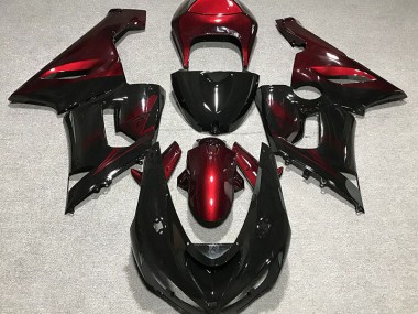 Gloss Black and Red 2005-2006 Kawasaki ZX6R Motorcycle Fairing