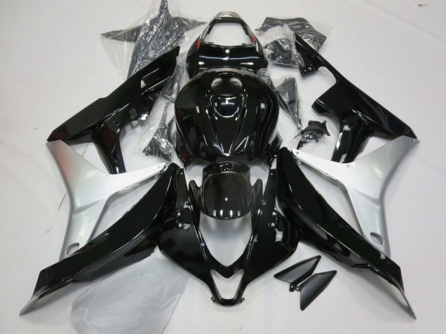 Gloss Black and Silver 2007-2008 Honda CBR600RR Motorcycle Fairing