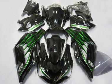 Gloss Black with Green 2012-2021 Kawasaki ZX14R Motorcycle Fairing