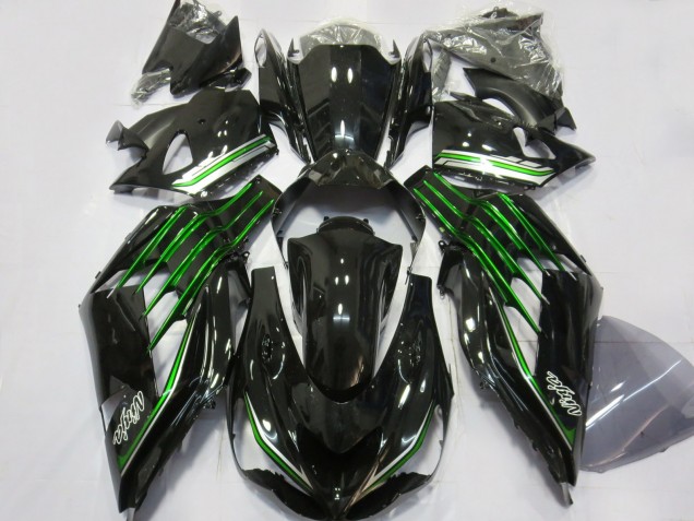 Gloss Black with Green 2012-2021 Kawasaki ZX14R Motorcycle Fairing