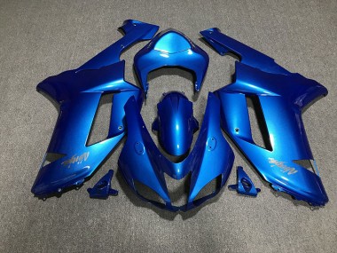 Gloss Blue & Chrome Logos 2007-2008 Kawasaki ZX6R Motorcycle Fairing