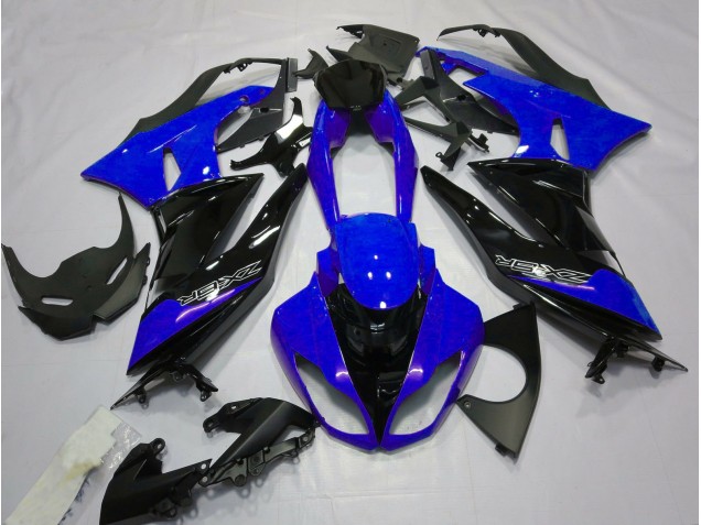 Gloss Blue and Black 2009-2012 Kawasaki ZX6R Motorcycle Fairing