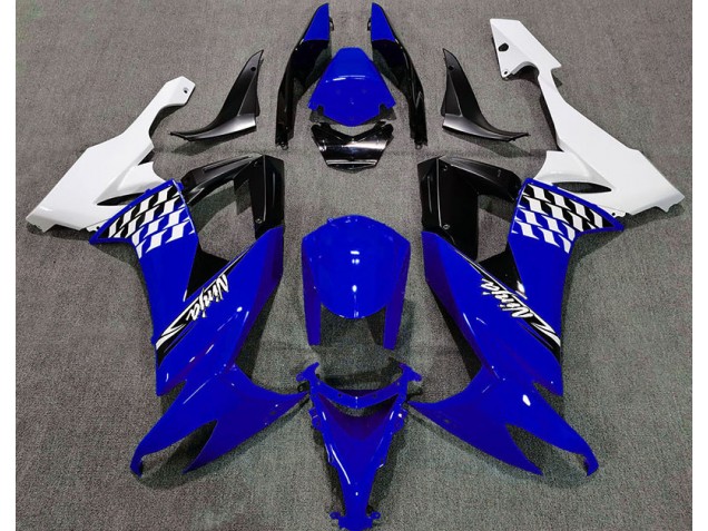 Gloss Blue and White 2008-2010 Kawasaki ZX10R Motorcycle Fairing