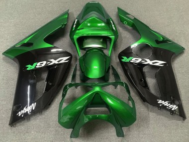 Gloss Green and Black 2003-2004 Kawasaki ZX6R Motorcycle Fairing