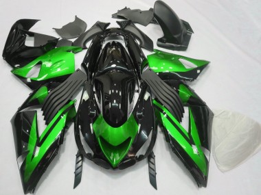 Gloss Green and Black Plain 2006-2011 Kawasaki ZX14R Motorcycle Fairing