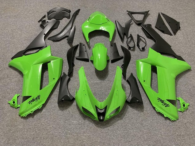 Gloss Green and Matte Black 2007-2008 Kawasaki ZX6R Motorcycle Fairing