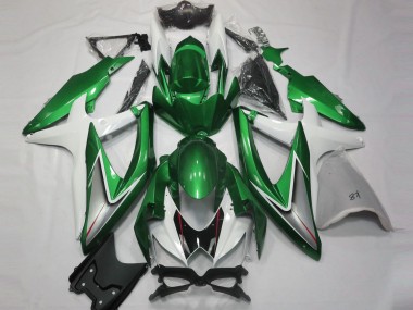 Gloss Green and White 2008-2010 Suzuki GSXR 600-750 Motorcycle Fairing