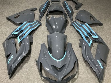 Gloss Grey & Light Blue 2012-2021 Kawasaki ZX14R Motorcycle Fairing