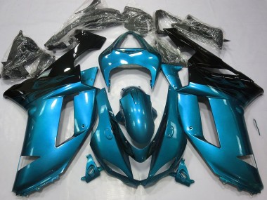 Gloss Light Blue & Black 2007-2008 Kawasaki ZX6R Motorcycle Fairing